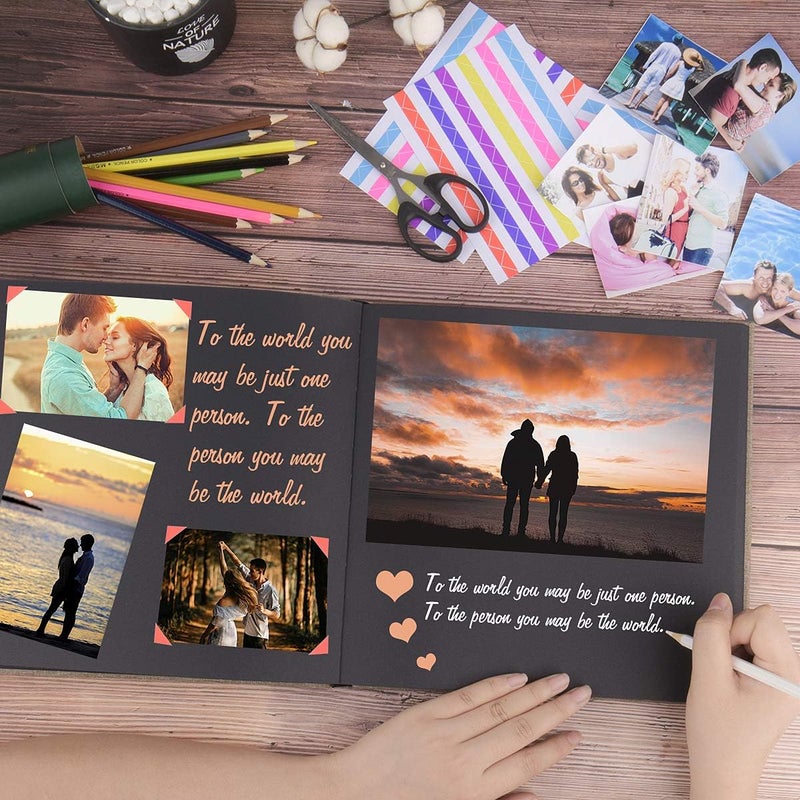 Let the Adventure Begin Leather Scrapbook Album DIY Set Scrap Book Album Hardcover Pictures Book 10.5"x10.5",DIY,Handmade for Anniversary,Family Memories,Couples,Friend&Baby,Accommodates 3x5 to 8x10 Photos (Leather-brown) - Image 5